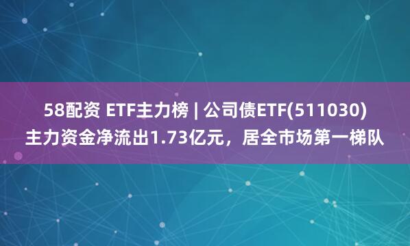 58配资 ETF主力榜 | 公司债ETF(511030)主力资金净流出1.73亿元，居全市场第一梯队