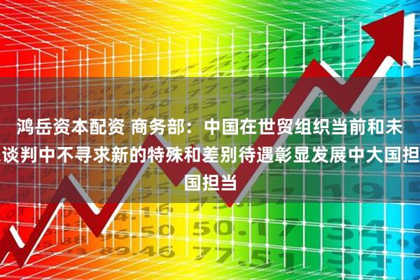 鸿岳资本配资 商务部：中国在世贸组织当前和未来谈判中不寻求新的特殊和差别待遇彰显发展中大国担当
